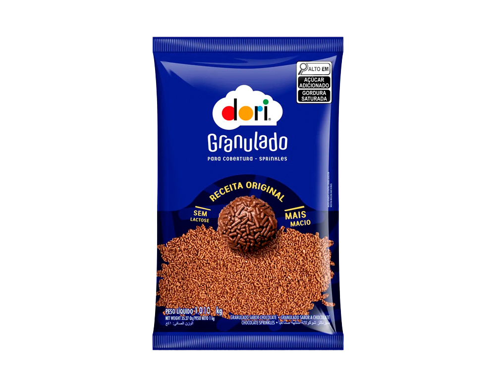 CHOCOLATE GRANULADO MACIO DORI 1,010 KG (CX 8 PCT)